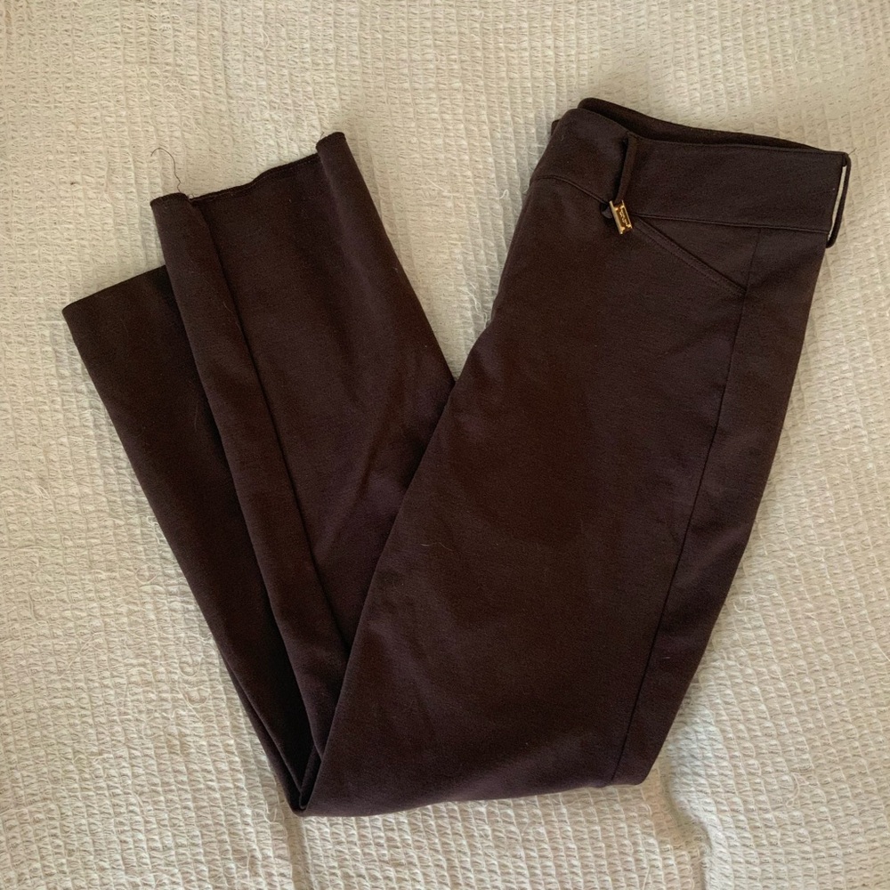Michael Kors Brown Gold Charm Straight Leg Trousers Business Casual Pants Size 8